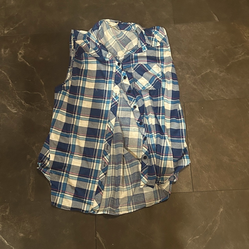 Passport Blue and White Plaid Button Down Shirt 29